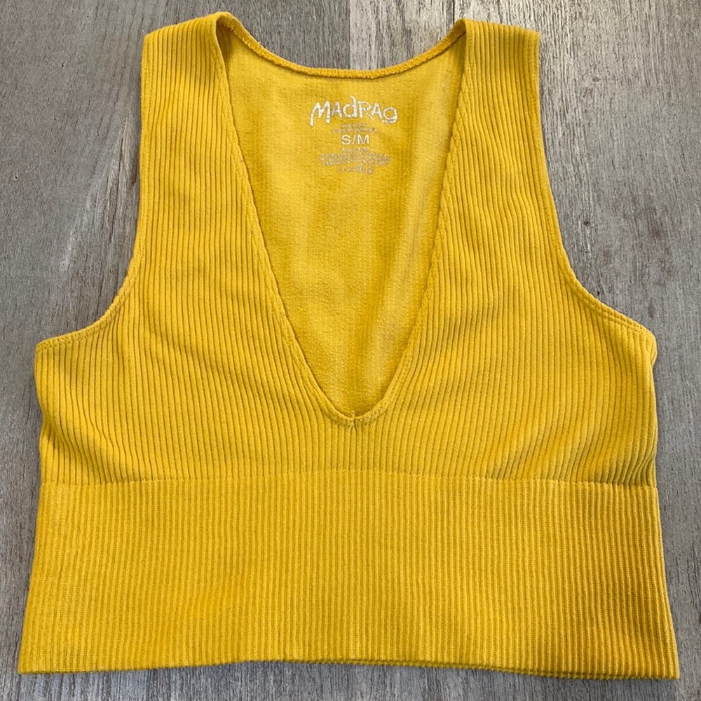 Yellow Ribbed Crop Top